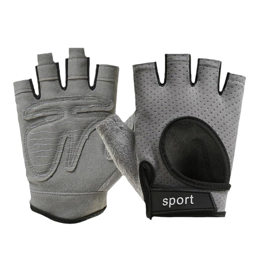 Fingerless-Workout-Gloves for Men Women, Breathable-Mesh Gloves with Anti-Slip-Palm for Cycling Gym Fitness - color: Grey, size: Medium