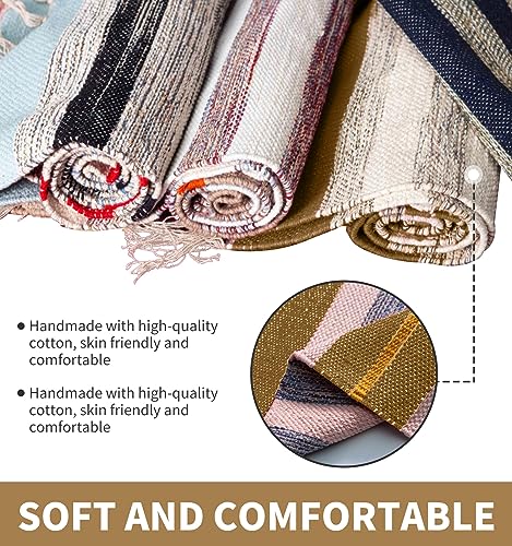 Cifupy Handmade Organic Yoga Mat made with Organic Cotton Yoga Mat - Non Slip Hand-Woven Foldable Yoga Rug Provides Excellent Comfort, Traction & Support for Indoor & Outdoor Use - 24 x 72 Inches