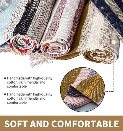 Cifupy Handmade Organic Yoga Mat made with Organic Cotton Yoga Mat - Non Slip Hand-Woven Foldable Yoga Rug Provides Excellent Comfort, Traction & Support for Indoor & Outdoor Use - 24 x 72 Inches