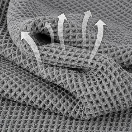 MICROFI Microfiber Waffle Face Towels, 2 Pieces, Soft, Absorbent, Fast Drying, Lint Free 430 GSM (Gray) - color: Gray