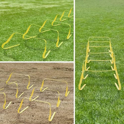 Japard Ultra Durable Agility Hurdles for Athletes of All Skill Levels, 6pcs of 7.8 inch Tall Hurdles, Bright Yellow Color, Made of Durable, Composite Materials, Easy to Set up & Transport