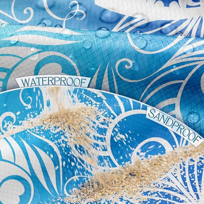 Beach Blanket Waterproof Sandproof Large Sand Free,78''X81''/10'X9' Oversized Sandless Lightweight Blanket Picnic Mat for Beach Travel Camping Hiking with Stakes