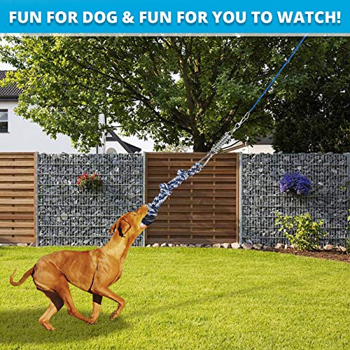 TT TRSMIMA Spring Pole Rope Toys: Rope Pull & Tug of War with a Big Spring Pole Kit & 2 Strong 16ft Toys - Muscle Builder Interactive Toy for Pitbull Medium to Large Dog - color: Blue