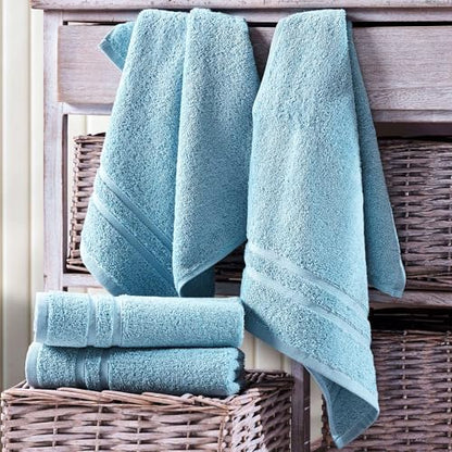 Hawmam Linen Light Blue Hand Towels 4 Pack Turkish Cotton Premium Quality Soft and Absorbent Small Towels for Bathroom