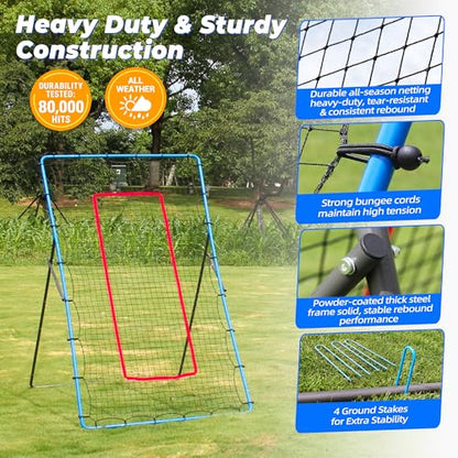 2-in-1 Volleyball Rebounder Net, Adjustable 7×4 ft to 4.5×4 ft Bounce Back Training Rebound Equipment with Angle Customization for Volleying, Bumping, Spiking Practice