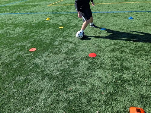 Spot Markers for Coaches/Training Equipment (Set of 10) Dots/Flat Cones - Non-Slip Spot Marker for Games and Sport Activities. Soccer, Football, Baseballm Basketball and More