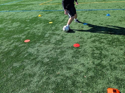 Spot Markers for Coaches/Training Equipment (Set of 10) Dots/Flat Cones - Non-Slip Spot Marker for Games and Sport Activities. Soccer, Football, Baseballm Basketball and More