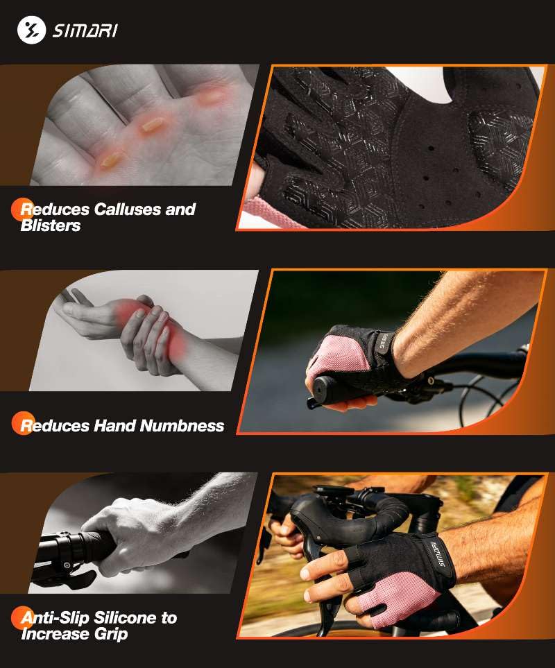 SIMARI Gel Pad Cycling Gloves with Shock-Absorbing/Grip/Breathable, Workout Bike Gloves for Men Women Biking, Mountain Biking, Fitness, Gym Exercise, Weight Lifting Training, Yoga, Pilates