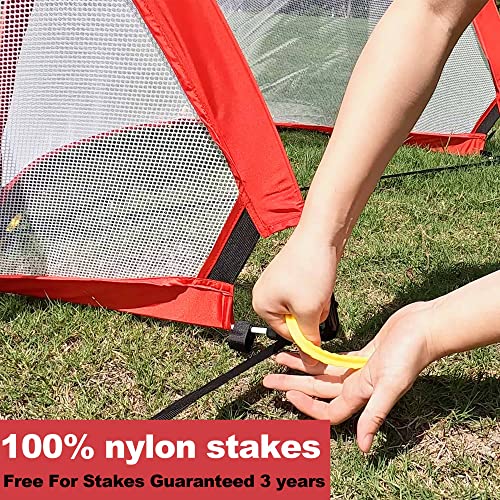 Poray Soccer Goal for Kid Easy-up Set of Two Portable Soccer Net 210D Oxford with 8 Field Marker Cones Extra Stakes Fun for Backyard and Soccer Training