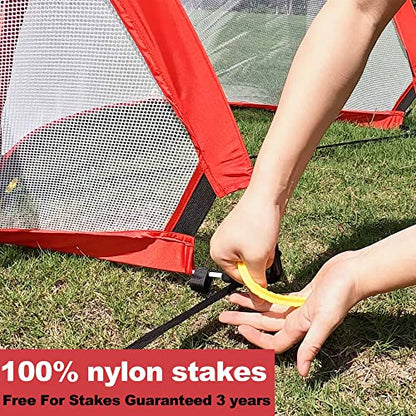 Poray Soccer Goal for Kid Easy-up Set of Two Portable Soccer Net 210D Oxford with 8 Field Marker Cones Extra Stakes Fun for Backyard and Soccer Training