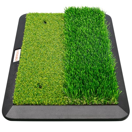 LYDARZ Portable & Foldable Golf Practice Mat – Dual-Turf Golf Hitting Mat for Indoor & Outdoor Swing and Chipping – Fairway & Rough Turf Golf Training Mat for Backyard and Home