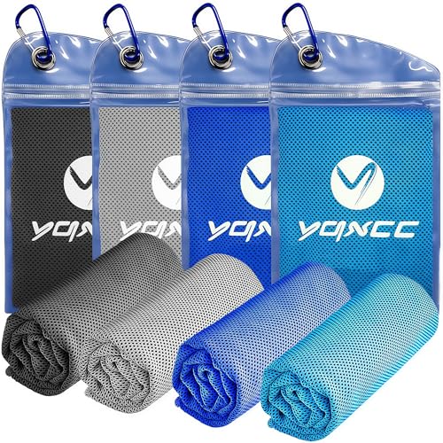 4 Pack Cooling Towels (40"x12"), Cool Neck Towel, Soft Breathable Microfiber for Gym, Yoga, Golf, Running, Camping & Summer Outdoor Activities