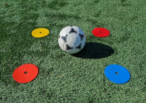 Spot Markers for Coaches/Training Equipment (Set of 10) Dots/Flat Cones - Non-Slip Spot Marker for Games and Sport Activities. Soccer, Football, Baseballm Basketball and More