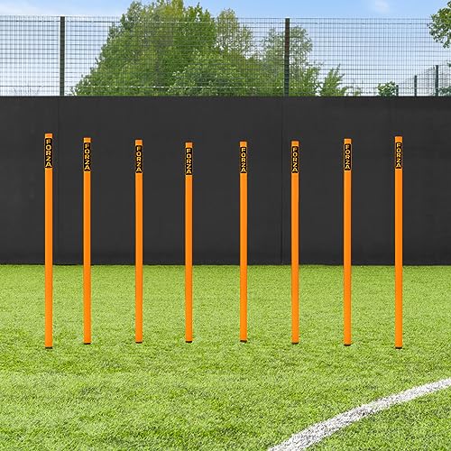 FORZA Slalom Agility Poles | Improve Endurance, Speed & Footwork | Color, Size & Rubber Base Options Available [8 Pack] - color: Orange, size: Without Bases, style: 3ft