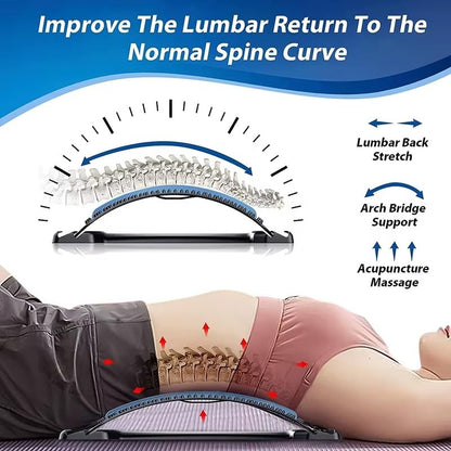 Back Stretcher for Lower Back Pain Relief with 3-Level Adjustable Lumbar Support Board for Spine Decompression, Scoliosis, Sciatica, Alignment, Flexibility and Comfort