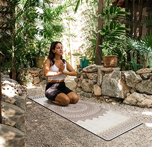 nuveti Printed Travel Yoga Mat-1/16 Inch Thick Non Slip Fitness Workout Mat with Carrying Bag, Foldable Lightweight Suede & Natural Rubber Yoga Mat for Yoga Pilates and Fitness 72" L x 24" W x 1.5mm - color: YanHuaYu