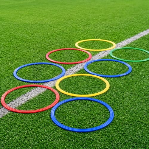 predolo Sports Training Agility Rings, 12 Pack 30cm Speed and Agility Training Equipment, Mixed Colors for Athletes
