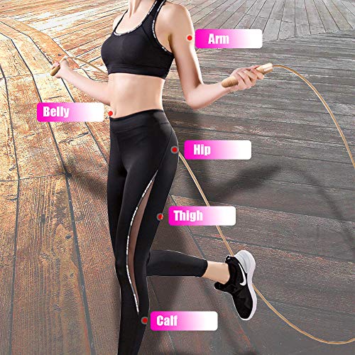 Leather Jump Rope, Adjustable Skipping Jumping Ropes, with Rotary Bearing and Pure Wood Handles, for Gym & Home Fitness Workouts