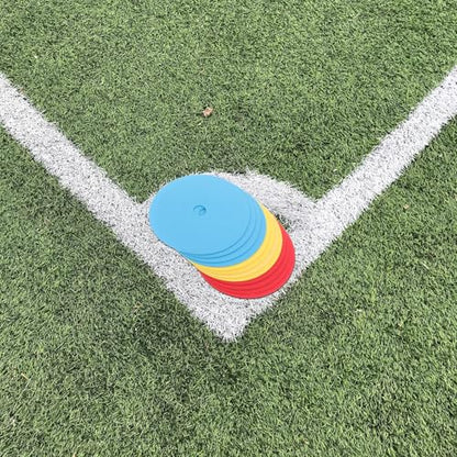 ibasenice 12pcs Soccer Training Flat Discs Agility Marker Cones 15cm Diameter PVC Ground Spot Markers for Football Drills Field Marking Outdoor Sports