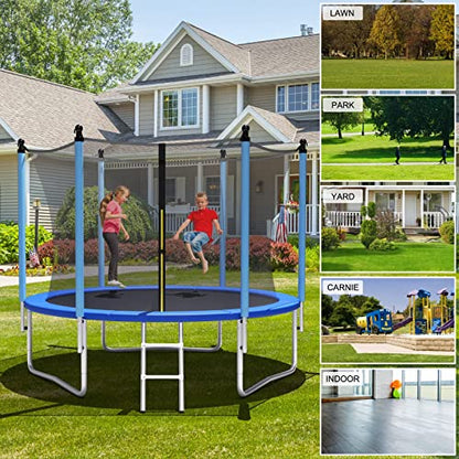 Giantex Trampoline for Kids Adults, ASTM Approved 8 10 12 14 15 16Ft Big Trampoline with Ladder, Thickness Steel Pipes Wear-Resistant All Weather Outdoor Large Recreational Trampoline with Net