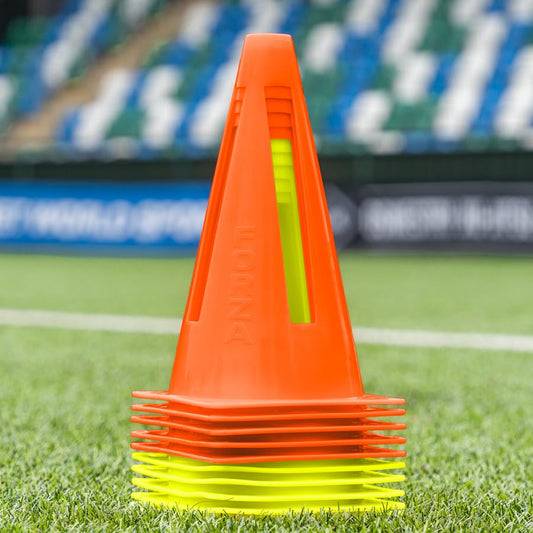 FORZA Flexi Cones [10 Pack] | Ultra-Durable Training Cones for Sports Drills and Practice – Available in 9 Bright Color Options - color: Orange & Yellow