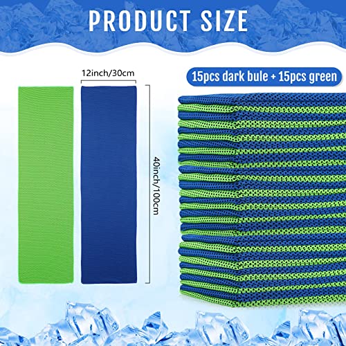 Hosuly 30 Pack Cooling Towels 40"x12" - color: Bright Green, Dark Blue