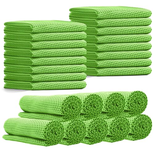 24 Pack Cooling Towels Bulk for Neck and Face 40"x12" Ice Cooling Sweat Rags Microfiber Soft Breathable Soft Chilly Towel for Yoga Golf Sport Running - color: Bright Green