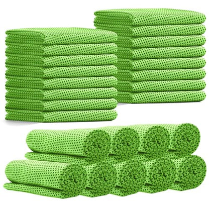 24 Pack Cooling Towels Bulk for Neck and Face 40"x12" Ice Cooling Sweat Rags Microfiber Soft Breathable Soft Chilly Towel for Yoga Golf Sport Running - color: Bright Green