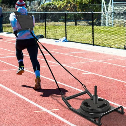 Dolibest Weight Sled, Fitness Sled, Workout Sled for Fitness Strength Training and Speed Improvement, Push-Pull Prowler Training, Suitable for 1-2" Weight Plates, Black