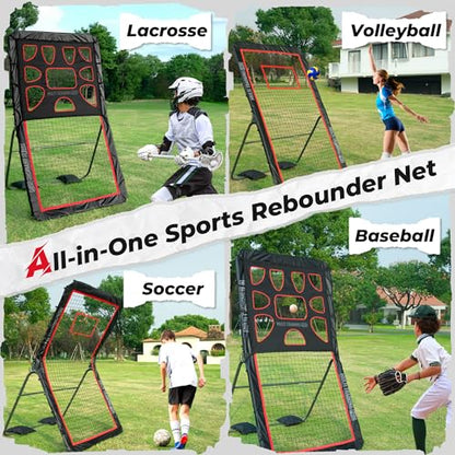 Heavy-Duty Lacrosse Rebounder for Backyard 4x7 ft/4x6 ft Volleyball Rebounder Net Bounce Back with Adjustable Angles