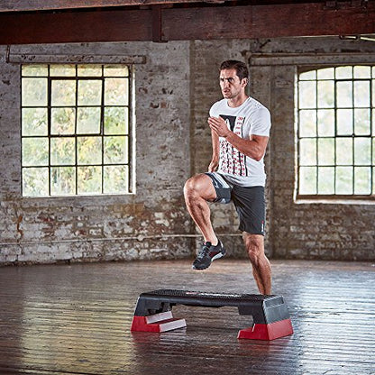 Reebok Fitness Multipurpose Adjustable Aerobic and Strength Training Workout Step Platform for HIIT, Cardio, and General Sessions