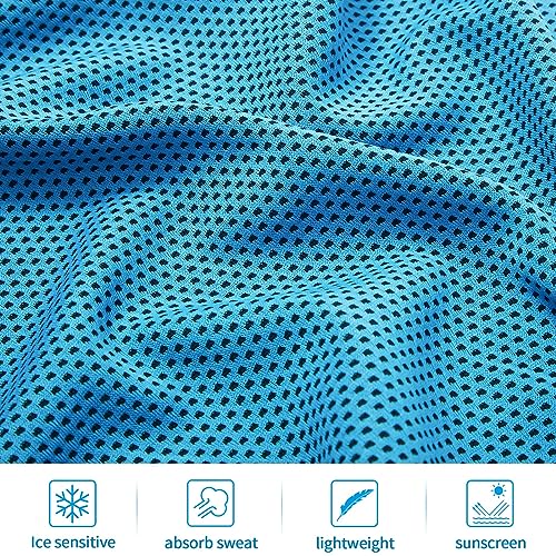 Honoson 10 Pcs Cooling Towel Bulk - Neck & Face Cool Chilly Towels Microfiber Breathable Sport Sweat Rag for Gym, Yoga, Travel, Camping, Running, Outdoor (Blue) - color: Blue