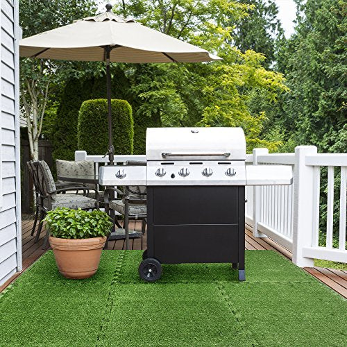 Sorbus Grass Foam Floor Tiles - 24 Interlocking Mats of 24"X24” Total of 96 Sq Ft for Kids Outdoor Toys, Playroom, Deck, Patio, Basement Home Gym - Artificial Carpet Grass Turf Indoor Outdoor Flooring