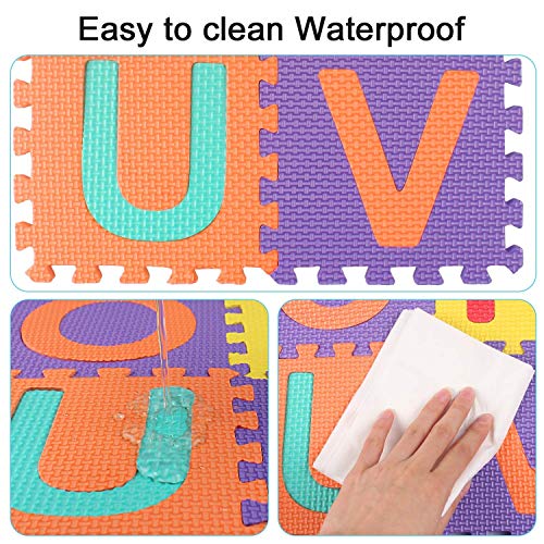 Kangler Kids Foam Puzzle Play Mat 5.9inch x 5.9inch (36-Piece Set) Interlocking EVA Floor Tiles with Alphabet and Numbers