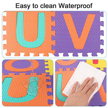 Kangler Kids Foam Puzzle Play Mat 5.9inch x 5.9inch (36-Piece Set) Interlocking EVA Floor Tiles with Alphabet and Numbers