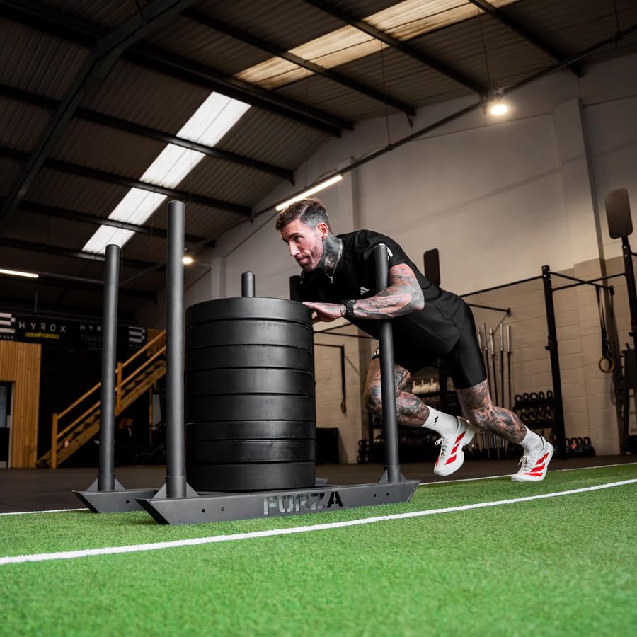FORZA Competition Weight Sled | Heavy-Duty Steel Sled for Gym & HYROX Training – Removable Uprights with Optional Dual-Handle Attachment - style: With Double Handle Attachment