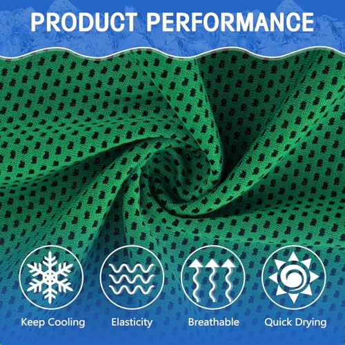 24 Pack Cooling Towels 40"x12" Ice Breathable Soft Chilly Sweat Rag Microfiber Workout Rags for Gym Cooling Towels for Neck and Face for Yoga Golf Sport Running(Green)