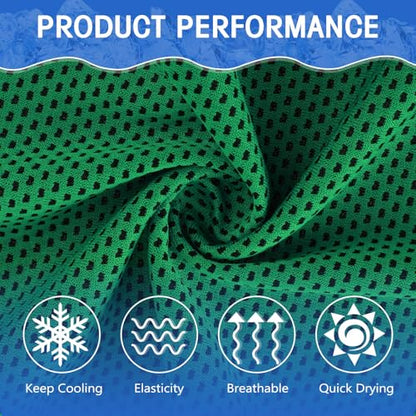 24 Pack Cooling Towels 40"x12" Ice Breathable Soft Chilly Sweat Rag Microfiber Workout Rags for Gym Cooling Towels for Neck and Face for Yoga Golf Sport Running(Green)