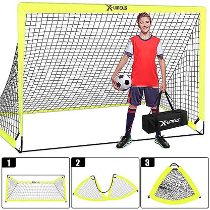 Kids Soccer Goals for Backyard Set of 2, 4 x 3 ft/6 x 4 Toddler Soccer Goal Training Equipment with Soccer Ball, Cones, Pop Up Soccer Net for Kids Age 3-5 4-6 6-8 8-12 10-12 Outdoor Games Sports Gifts