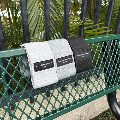 Premium Fabric Resistance Bands, Glute Bands, Set of 3 Resistance Strengths with Carrying Bag for Men & Women, Strength Training, Pilates, Physical Therapy, Home Exercise, & More