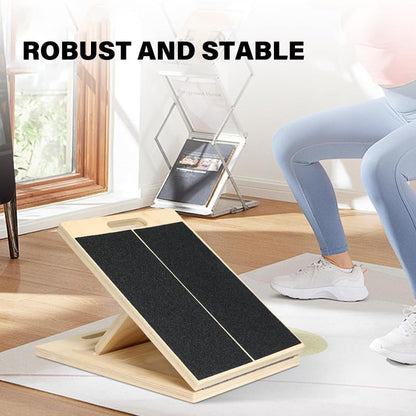 6-Angle Slant Board & Balance Board, 2-in-1 Wooden Mobility Board, Adjustable 40° Incline Stretch Board with Non-Slip Surface, Calf Stretcher and Ankle Balance Board for Adults, Squats, Stability Workouts