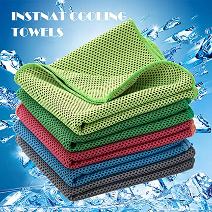 10 Pack Cooling Towels Bulk Microfiber Ice Towel Quick Dry Breathable Chilly Sweat Towel Stay Cool Towel for Neck Face Yoga Gym Workout Running Pilates Beach with Carabin Bag, 40x12'', Purple - color: Purple