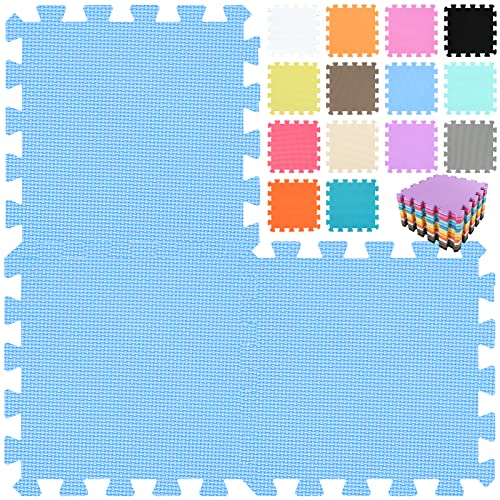 qqpp EVA Rubber 18 Tiles Interlocking Puzzle Foam Floor Mats - Baby Play Mat for Playing | Exercise Mat for Home Workout. Blue. QC-Gb18N - color: Blue, size: 18 Tiles