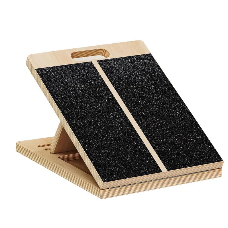 6-Angle Slant Board & Balance Board, 2-in-1 Wooden Mobility Board, Adjustable 40° Incline Stretch Board with Non-Slip Surface, Calf Stretcher and Ankle Balance Board for Adults, Squats, Stability Workouts