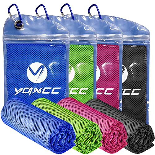 4 Pack Cooling Towels (47"x12"), Ice Cool Neck Towel, Soft Breathable Microfiber for Yoga, Golf, Gym, Running, Camping & Hot Weather