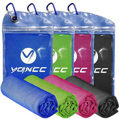 4 Pack Cooling Towels (47"x12"), Ice Cool Neck Towel, Soft Breathable Microfiber for Yoga, Golf, Gym, Running, Camping & Hot Weather