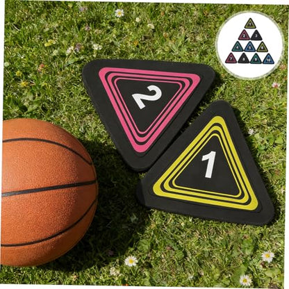 10pcs Numbered Spot Markers Flat Triangle Training Discs Non-Slip Sports Field Dots for Soccer Basketball Agility Drills Indoor Outdoor Court Marking