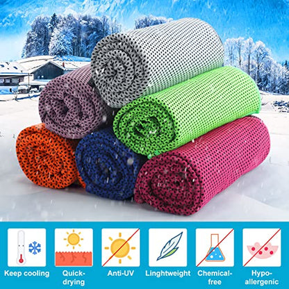 Honoson 20 Packs Cooling Towel Ice Towel Microfiber Sports Towel Breathable Chilly Towel with Bag Wet Towel for Neck Men Women Stay Cool Yoga Gym Golf Workout Travel Camping Beach Accessories