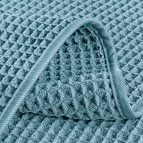 POLYTE 430 GSM Poly Blend Microfiber Quick Dry Waffle Hand Towel, 16x30 in - color: Green