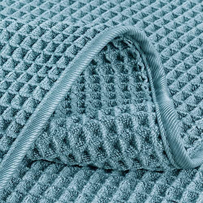 POLYTE 430 GSM Poly Blend Microfiber Quick Dry Waffle Hand Towel, 16x30 in - color: Green
